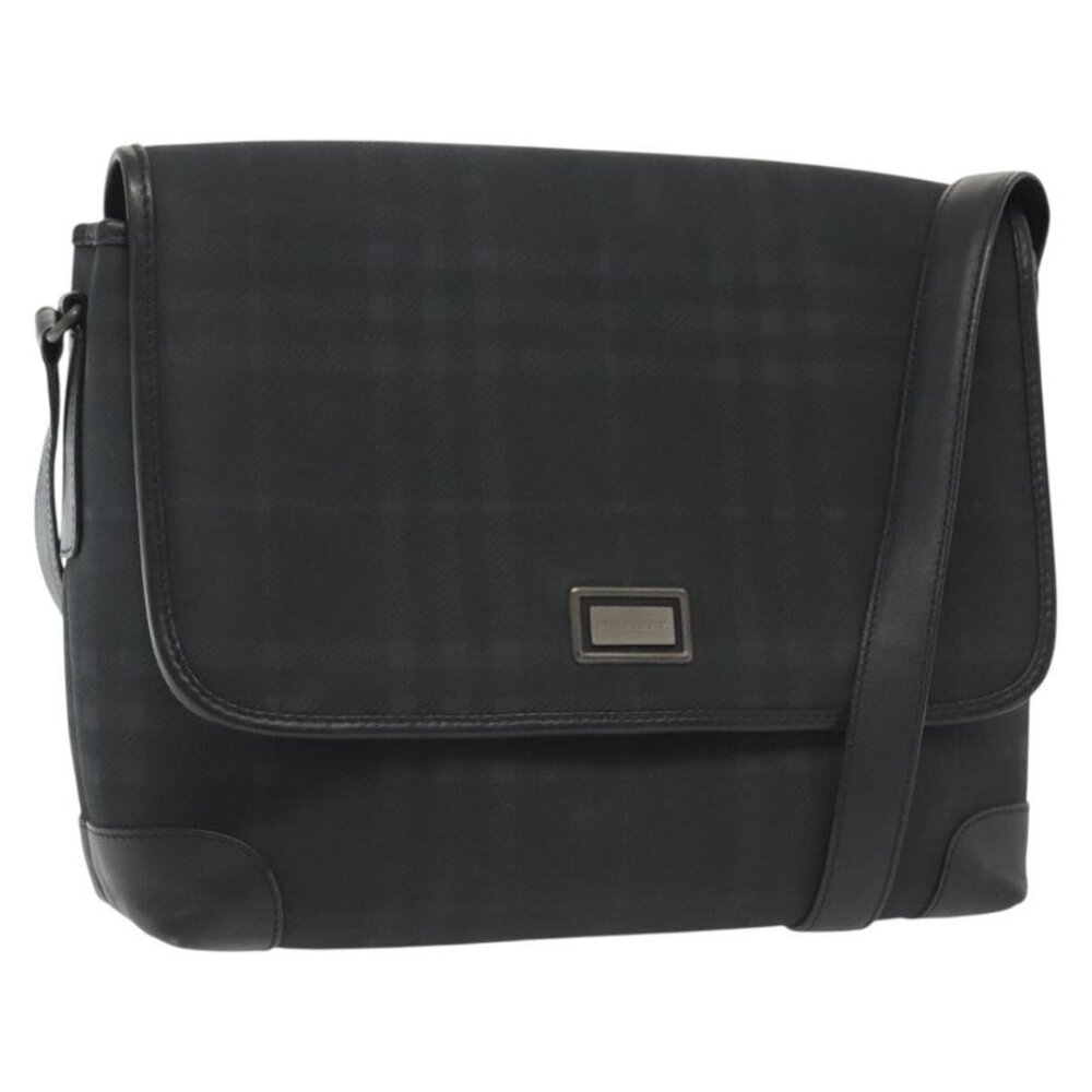 Authentic BURBERRY Nova Check Shoulder Bag PVC Navy